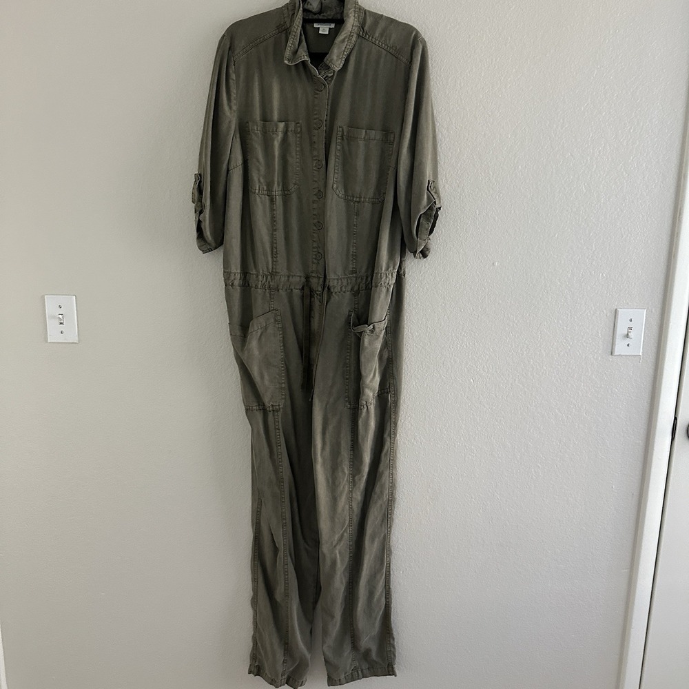 Sundance‎ Womens Wayside vintage wash military green cargo jumpsuit XL